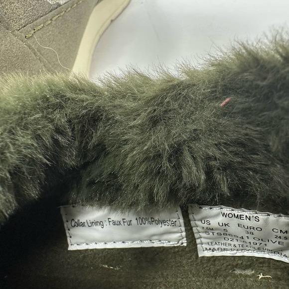 Sperry size 7.5 STS86941 Olive camo fur lined slip on shoes leather D21-61971 - Picture 8 of 9